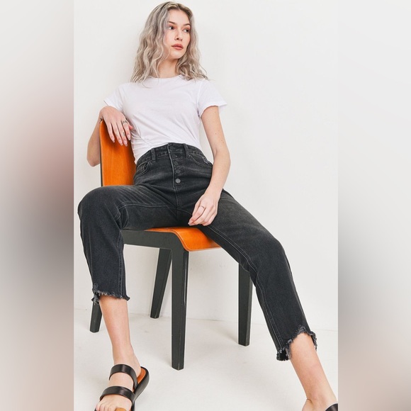 JBD  DOWNTOWN CROP BUTTON EXPOSED JEANS SIZE 27 - Picture 3 of 15